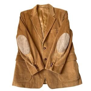 Vintage Elbow Patch Corduroy Men's Blazer Jacket Sport Coat 44 Camel Tan Rugged